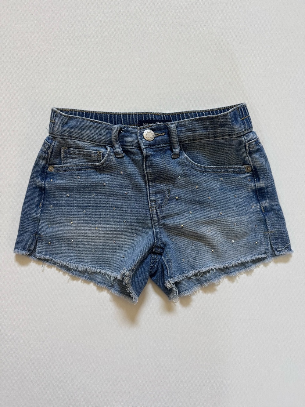 Girls' Blue Denim Shorts with Rhinestone Detail
